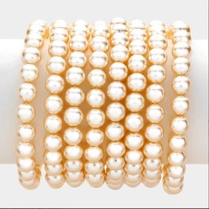 8PCS Pearl Stack Stretch Bracelets